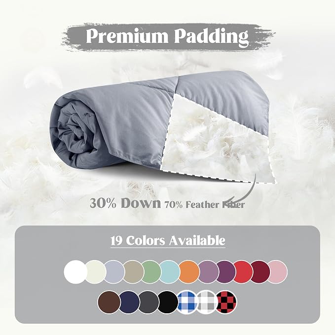puredown® Soft Feather Down Throw Blanket Lightweight Packable Couch Throw for Indoor and Outdoor Use, Throw 50"X70", Sliver Gray