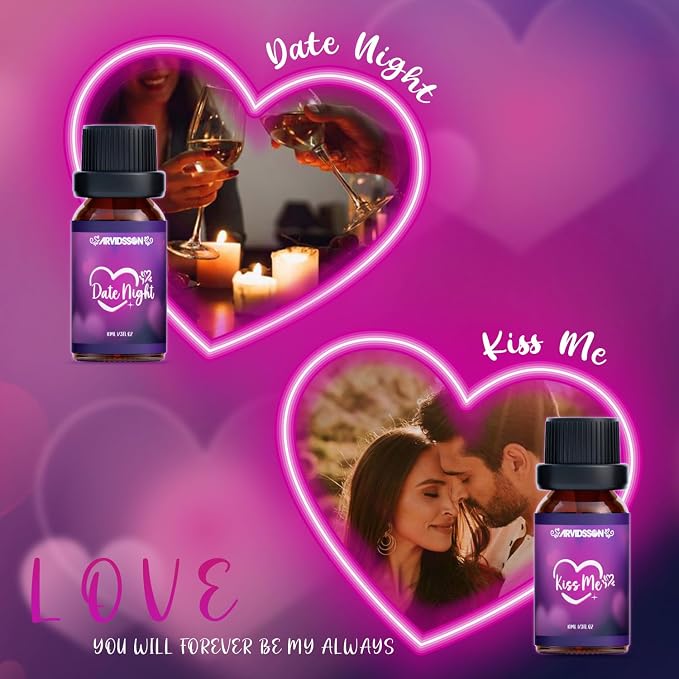 Love Fragrance Oil Gift Set, ARVIDSSON Romance Essential Oils for Candle Making, Romantic Scented Oil - Love Potion, Sweet Heart, Date Night and More, Gift for Women