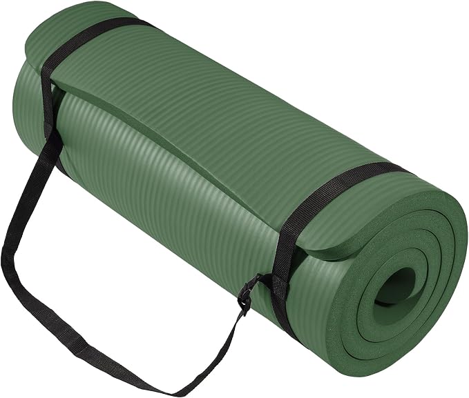 Fitvids 1 Inch Thick Yoga Mat 71x24 Inch - Non Slip Workout Mat with Carry Strap, Multiple Colors - Versatile Exercise Mat for Home, Gym, Pilates, Meditation - For All Skill Levels