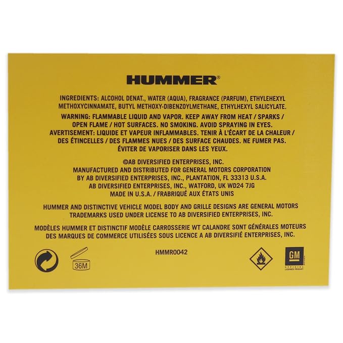 Hummer For Men. Eau De Toilette Spray 4.2 Ounces