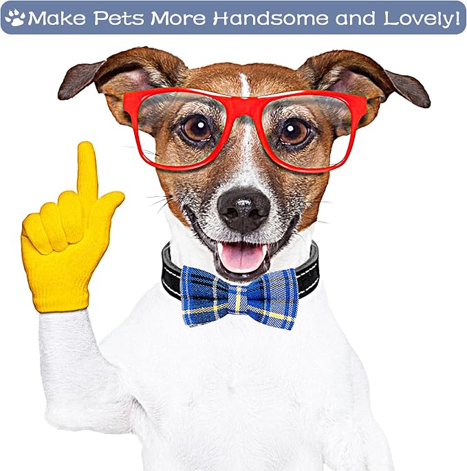 PET SHOW 8 Pack Dog Bowties Plaid for Small Dogs Slide on Collar