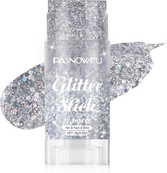 Silver Body Glitter Stick, Metallic Gel Face Glitter for Women and Girls, Gel Formula Hair Accessories for Festival Concert Party Makeup, Stage Performance Cosplay Costume Events