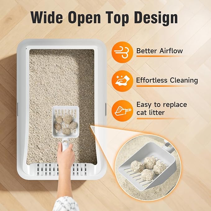 2PACK Stainless Steel Litter Box, XL Odor Free, Light Grey