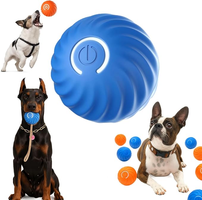 Smart Jumping Ball for Dogs,Automatic Moving Dog Toy,Pet Ball,Blue,All Breed Sizes,Adult Dogs