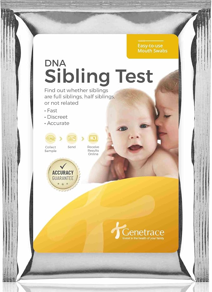Genetrace DNA Sibling Test - At-Home Collection Kit for Full & Half Siblings - Lab Fees & Shipping Included - Results in 1-2 Days
