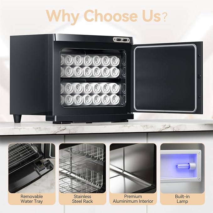 23L Hot Towel Warmer Spa, Large 2-in-1 Spa Towel Warmers for Facials Esthetician, Towel Warmer Cabinet Towel Heater for Barber, Salon(Black)