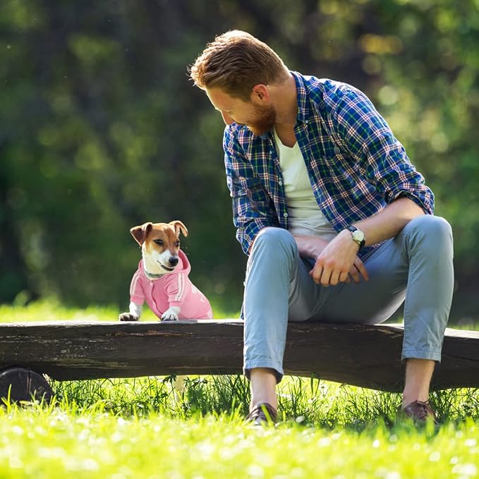 Dog Hoodie Security Clothes 4 Legs Jumpsuit Sweatshirt Hoodies Soft & Warm Dog Outfit Pullover Dog Winter Clothes Sweater for Small Medium Large Dogs Cats (Pink, X-Large)