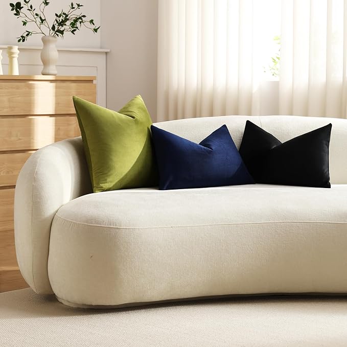 Throw Pillow Covers 18x18 Chartreuse: Pack of 2 Cozy Soft Velvet Square Modern Luxury Decorative Throw Pillow Cases for Sofa Couch Living Room Bed Home Decor