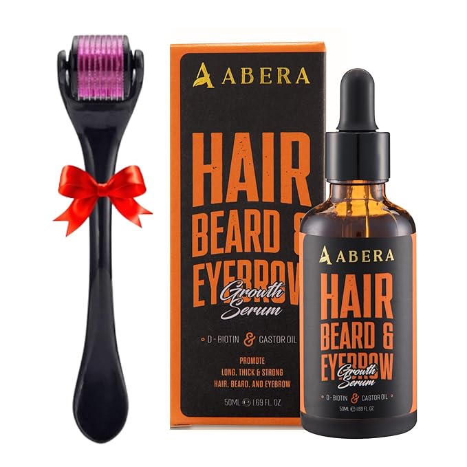Abera Hair Growth Serum for Hair Loss, Natural Hair Regrowth Treatment for Hair & Beard with Biotin & Castor Oil | Extra Strength & Bigger Size 1.69 fl oz (1 Serum + Gift)