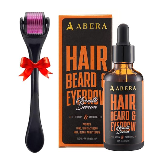Abera Hair Growth Serum for Hair Loss, Natural Hair Regrowth Treatment for Hair & Beard with Biotin & Castor Oil | Extra Strength & Bigger Size 1.69 fl oz (1 Serum + Gift)