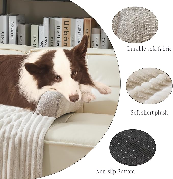 WINDRACING Luxury Dog Couch Bed, Washable Calming Dog Couch Cover, Couch Protector for Dogs, Waterproof Sofa Bed, Pet Bed Mats for Sofa, Pet Sofa Covers （Beige M:35"X31"X4.5"