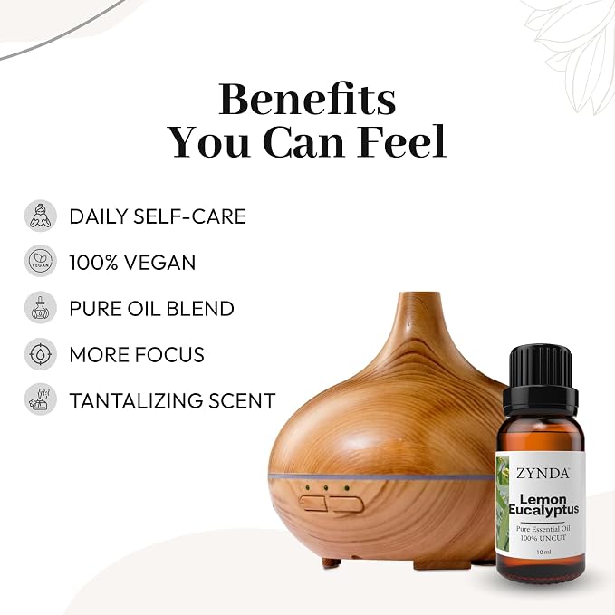Lemon Eucalyptus Essential Oil for Skin & Hair - Natural Lemon Eucalyptus Oil with Scent for Filling Your Space with a revitalization - Aromatherapy Oils for Sense of Mental Clarity - 10mL