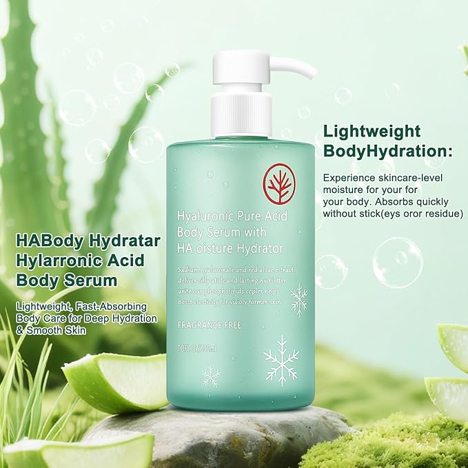 HA Hyaluronic Acid Body Serumr – Acido Hialuronico Body Serum, Lightweight Fast-Absorbing Body Care for Deep Hydration & Silky Smooth, Non-Greasy Skin