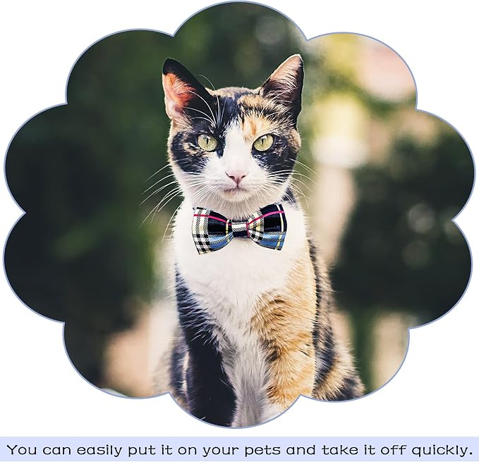 PET SHOW 5 Pack Dog Bowties Plaid for Small Dogs Slide on Collar