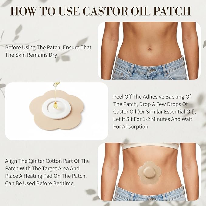 Castor Oil Patches - 75PCS of Disposable Castor Oil Organic Cotton Self Patch Suitable for Navel Use, Breathable, Portable, Cannot be Cleaned