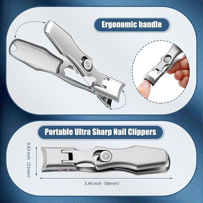German Nail Clippers for Men, 2026 Upgraded Ultra Sharp Stainless Steel Nail Clippers for Thick Nails, Luxurious Ultra Sharp Nail Clippers Set with Nail File for Seniors Men Women (Black)
