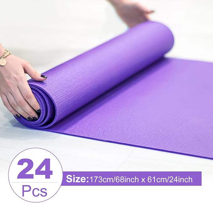 3 mm Thin Yoga Mats Bulk, Lightweight PVC Exercise Mats Non Slip Workout Fitness Pads for Yoga Pilates Stretching Classes Gym Home Studio, Easy to Clean