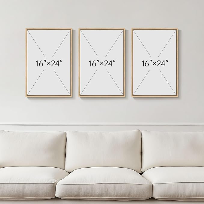 Framed Black and White Neutral Abstract Wall Art set, 3 Piece Cnavas Prints | Black White Brown Paintings, Modern Artwork for Walls, Minimalist Pictures, Living Room Bedroom Office Wall Decor 16x24 Inch