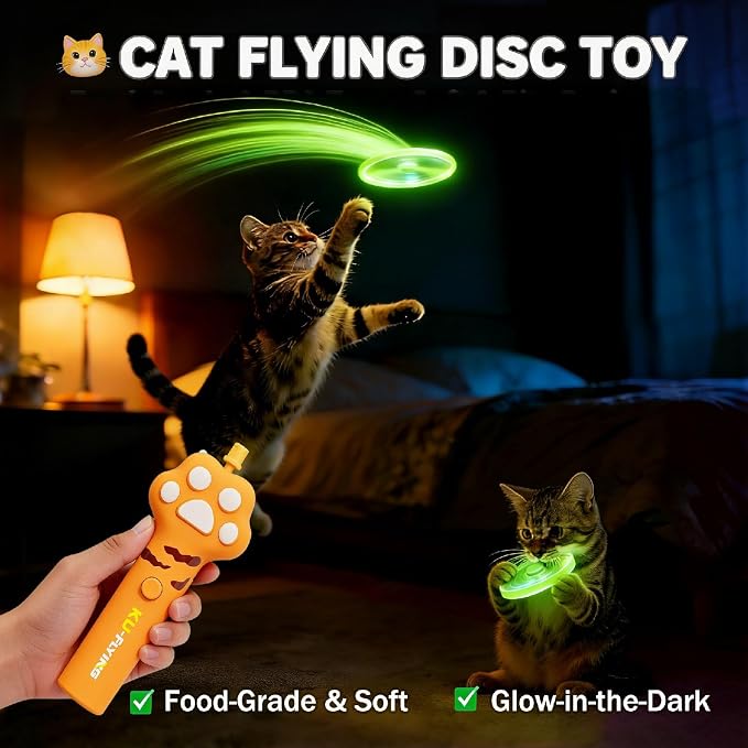 20Pcs Cat Toy Flying Discs, Interactive Cat Fetch Toy for Indoor Cats, Chasing Hunting Training Toys for Kittens & Adult Cats（20Pcs）