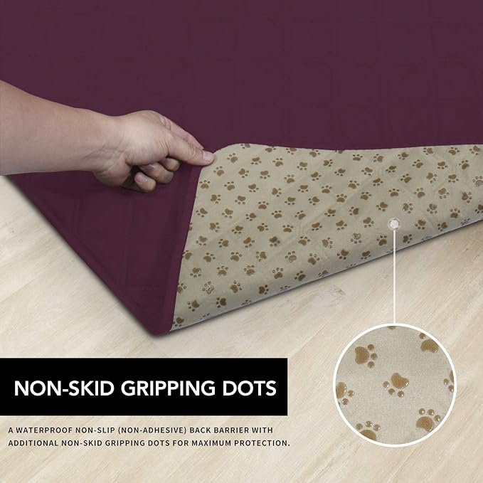 Easy-Going Waterproof Dog Bed Cover, Non-Slip Pet Blanket, 86x82in, Wine | Leakproof Couch Cover, Machine Washable Furniture Mattress Protector, Soft Sofa Mat For Dogs, Pet Friendly