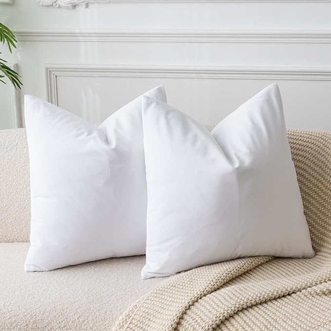 White 24x24 Pillow Covers Decorative Velvet Throw Pillow Covers Set of 2 | JUSPURBET Soft Cushion Covers with Invisible Zipper for Modern Couch Sofa Bed Living Room Bedroom Home Decor