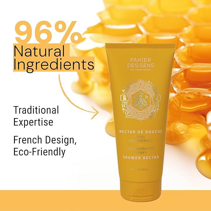 Panier des Sens - Honey Moisturizing Body Wash for Women & Men - Gentle Shower Gel with 96% Natural Ingredients for Normal & Sensitive Skin - Body Care Made in France, SLS Free, Vegan - 6.8 Fl Oz