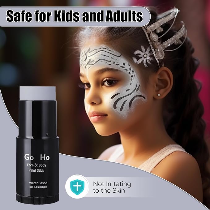 Go Ho Light Grey Face Body Paint Stick,Easily Washable Formula Gray Face Paint Stick,Non-toxic Full-coverage Cream Grey Body Paint for Halloween Costumes Zombie Vampire Goth Cosplay SFX Makeup