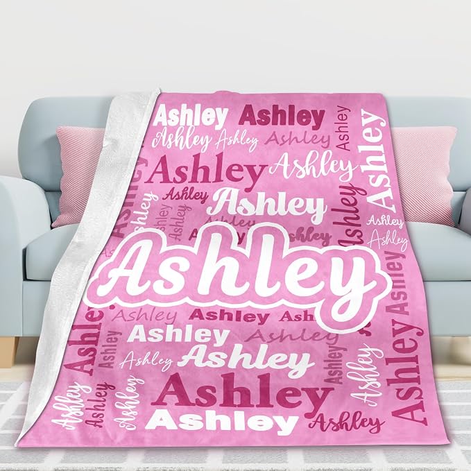 Yofair Ships Next Day, Personalized Blanket Gifts for Teen Girls Custom Blankets with Name Flannel Throw Girls Blanket Customized Gifts for Kids Adult
