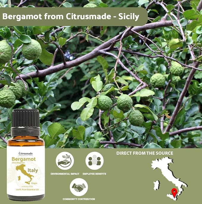 Bergamot Essential Oil - Direct from Citrusmade in Sicily- Pure Essential Oil for Diffusers and Aromatherapy | 100% Pure Therapeutic Grade (15ml)