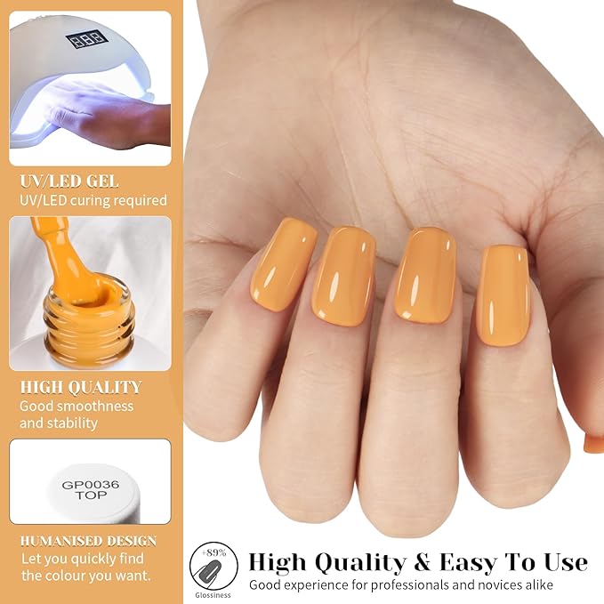 Mustard Yellow Gel Nail Polish 15ml - 28+ Days Long Lasting Chip Resistant Self-Leveling Turmeric Yellow Nail Gel