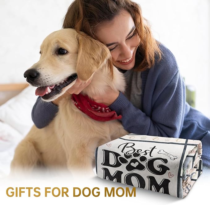 Dog Mom Gifts for Women– Best Mom Ever Blanket for Pet Lovers | Funny Canine-Inspired Throw for Women, Cozy Present for Dog Owners on Birthday, Christmas, or Mother’s Day 60" x 50"