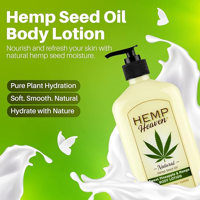Hemp Heaven Hemp Lotion - Natural Hemp Seed Oil, Paraben-Free, 18 oz, Made in USA, Nourishing for Men & Women, EWG Verified, Anti-Aging (Sweet Pinapple & Mango)