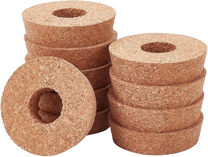 OLYCRAFT 10Pcs Cork Lids for Glass Planter 2.9-3.1 Inch Plant Corks | 1.2 Inch Hole Cork Stoppers for Glass Planter, Vase Lids Cork Replacement for Hydroponics Plant Growing Vases - 0.8 In Thick
