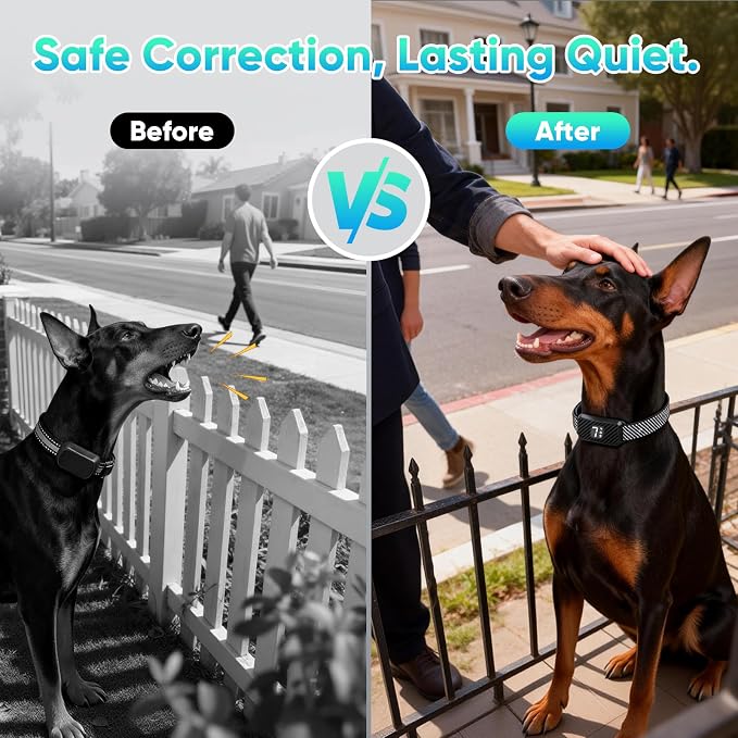 Dog Bark Collar for Large Medium Small Dogs, Effective No-Bark Collar, Smart Barking Collar, Rechargeable Bark Collar with 7 Sensitivity, 3 Modes, IP67 Waterproof, Black+Orange, 2 Pack