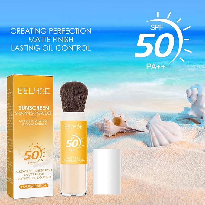 Dulele Sunscreen Setting Powder, 2PCS Mineral Matte Finish Loose Face Powder, SPF 50, Natural, Translucent, Oil Control, Minimizes Fine Lines & Pores