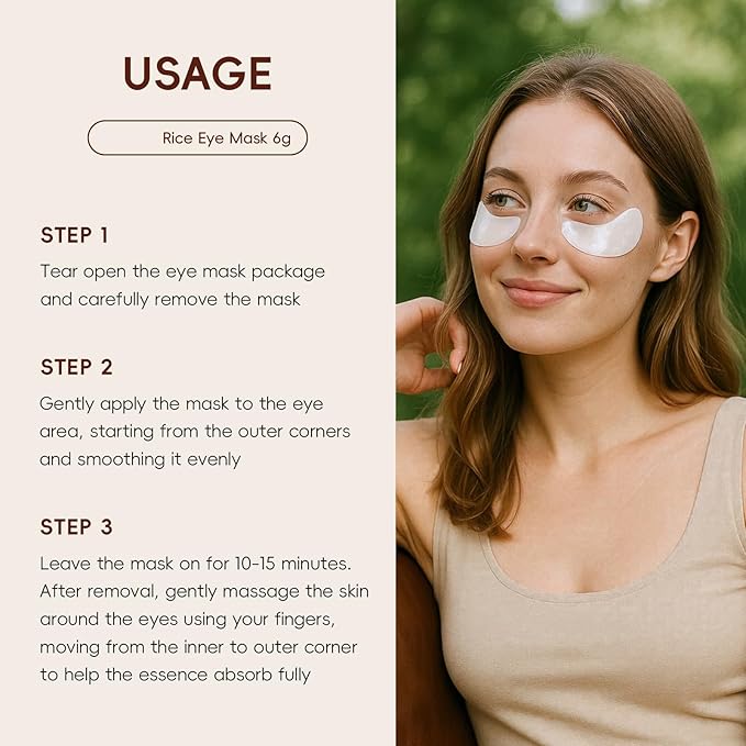 AKARY 94.4% Triple Rice Ferment Complex Under Eye Pathes 10PCS, Moisturizing, Firming, Glowing, Deeply Nourishing & Radiant Eyes Skin Gel Eye Masks for Dark Circles, Wrinkles, Eye Bags & Puffy Eyes