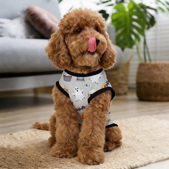 Halloween Pet Vest Pumpkin Boo Pet Shirts Small | candy dessert Dog Shirt Vest cute pet Sleeveless Vests Ice Silk Dog T-Shirts holiday Dog Clothes Halloween Canine Wear