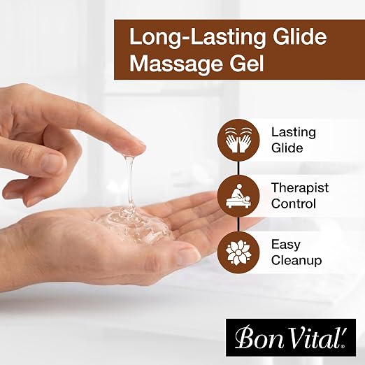 Bon Vital' Coconut Massage Gel, 8 oz, Lightweight Formula with Pure Fractionated Coconut Oil, Professional Therapy Lotion, Hydrating and Unscented