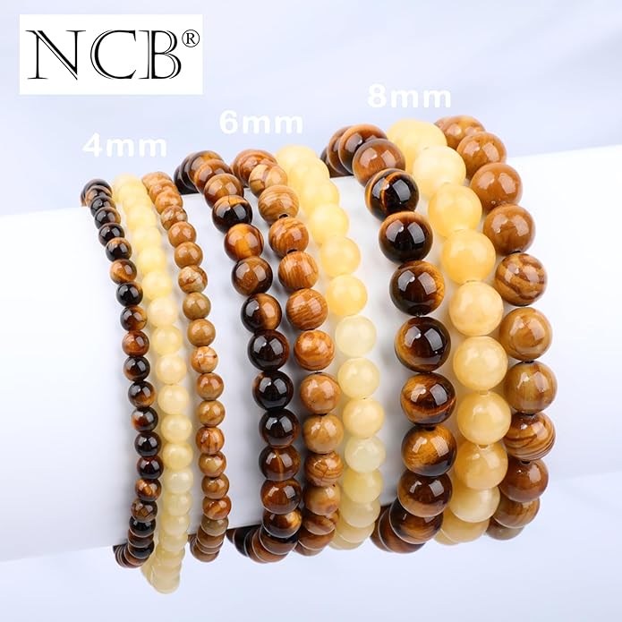 NCB 2.3-Piece 4mm Natural Crystal Gemstone Stretch Bracelets – Handmade Reiki Energy Healing Jewelry for Meditation,Yoga, Unisex