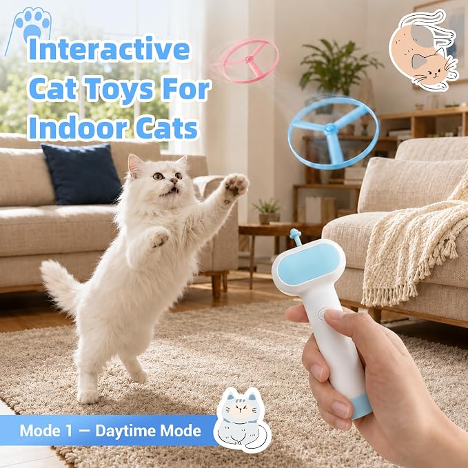 Cat Fetch Toy with Flying Disc Launcher, Rechargeable & Large-capacity
