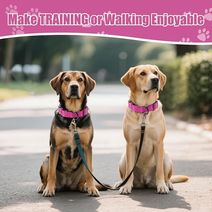 Martingale Dog Collar, Reflective No Pull with Buckle, Hot Pink, S