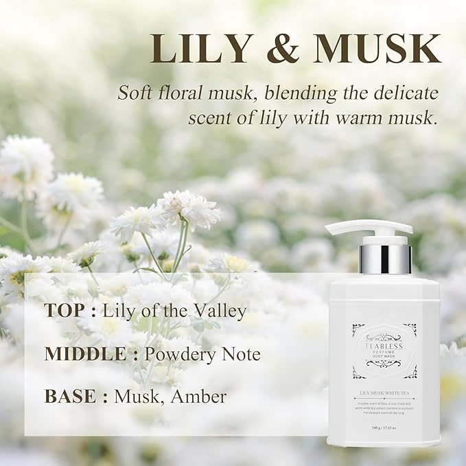 TEABLESS Perfumed Body Wash, Hydrating Body Cleanser for Sensitive Skin | Gentle, Moisturizing, Non-Sticky, Korean Skin Care (Floral Musk, Body Duo)