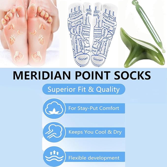 Reflexology Socks Set Reflexology Socks with Acupoint Massage Tool,Foot Relief and Acupressure Reflexology Foot Massage Socks (Women)