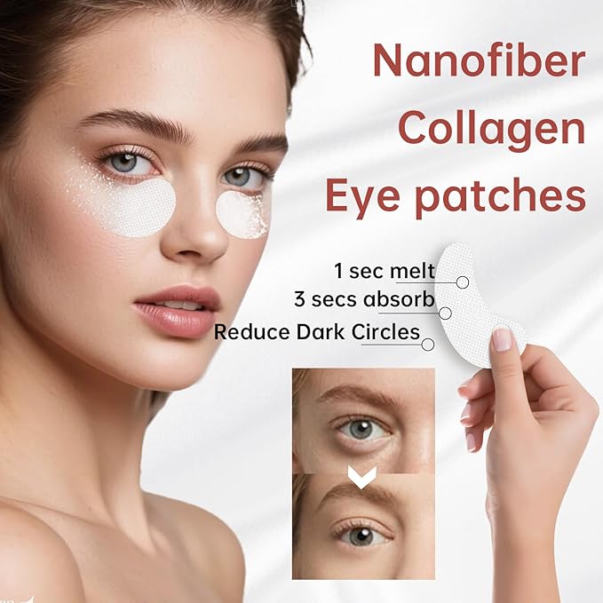 30 Pairs 3-Secs Melting Collagen Under Eye Patches with Vitamin C Serum, Under Eye Mask for Puffy eyes and Dark Circles | Retinol+Hyaluronic+Niacinamide+Ceramides,Korean Popular Eye Patches