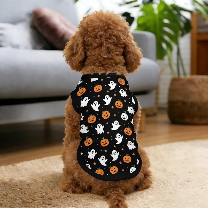 Halloween Pet Vest Spooky Season Pet Shirts X-Small | Jack-o'-lantern Dog Shirt Vest cute pet Sleeveless Vests Ice Silk Dog T-Shirts holiday Dog Clothes Halloween Canine Wear