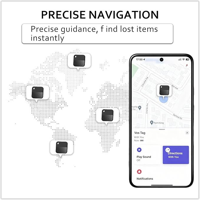 KEENSENSE Bluetooth Tracker Tag Accurate Positioning, One-Tap Item Finding | Works with Android 9+ Replaceable battery 1-year battery life IP67 dust/water resistant Tracks keys wallet luggage and pets
