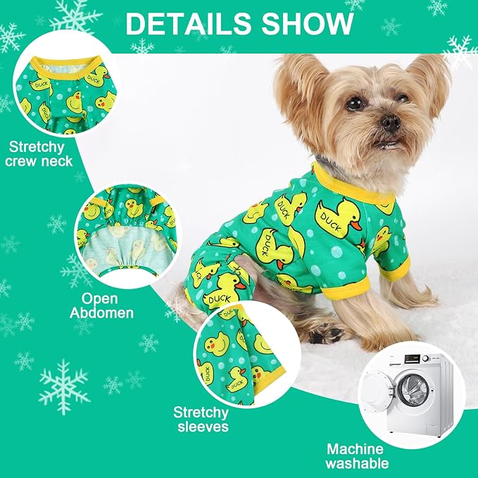 Dog Pajamas for Small Dogs Boy Girl, Dog Clothes Tiny Chihuahua Yorkie Spring Summer Shirt, Cute Puppy Outfit Pjs Jumpsuit Cat Onesie Apparel Pet Clothes (Blue Duck, X-Small)