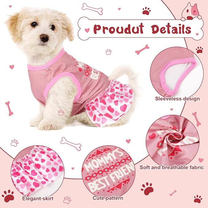 6 Pack Girl Dog Clothes Pet Dress Shirt Female Cute Dog Sundress Puppy Summer Apparel Clothes Outfits with Ruffles for Pets Cats(Large)