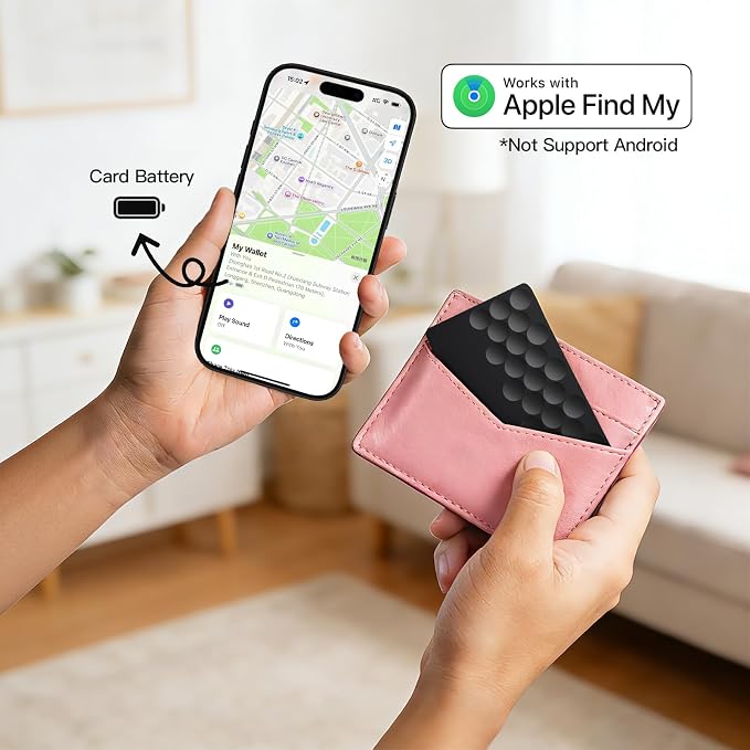 2026 Apple MFi Certified Wallet Tracker Smart Card for Find My | Ultra Thin Air Tracker Tag for Travel, 5 Years+ Staying Power, IP69 Waterproof, Key Finder & Item Locator for Bags, Passport