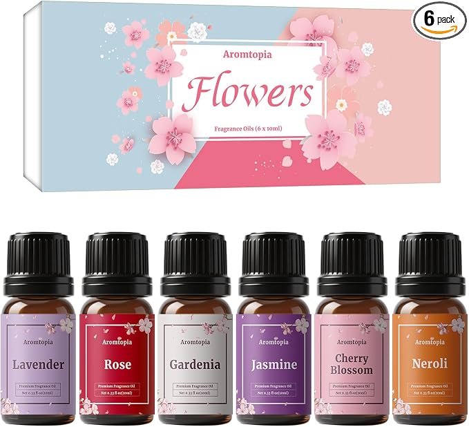 Floral Essential Oil Set, Fragrance Oils for Diffuser, Soap, Candle Making | IFRA Certified, 10ml* 6 Premium Diffuser Essential Oils